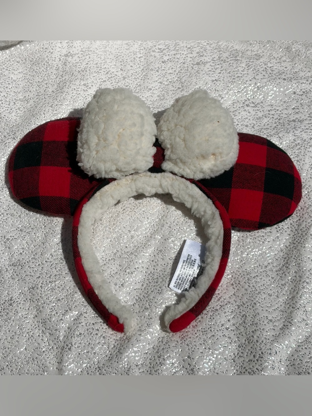 Disney Parks Official Red Buffalo Plaid Mickey Mouse Ears Sherpa Lining Winter